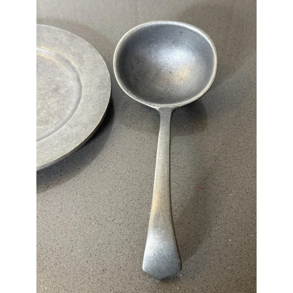 VTG Lot of 2 Ladle By Carson & Plate Craft American By Bon Chef Pewter Look MCM